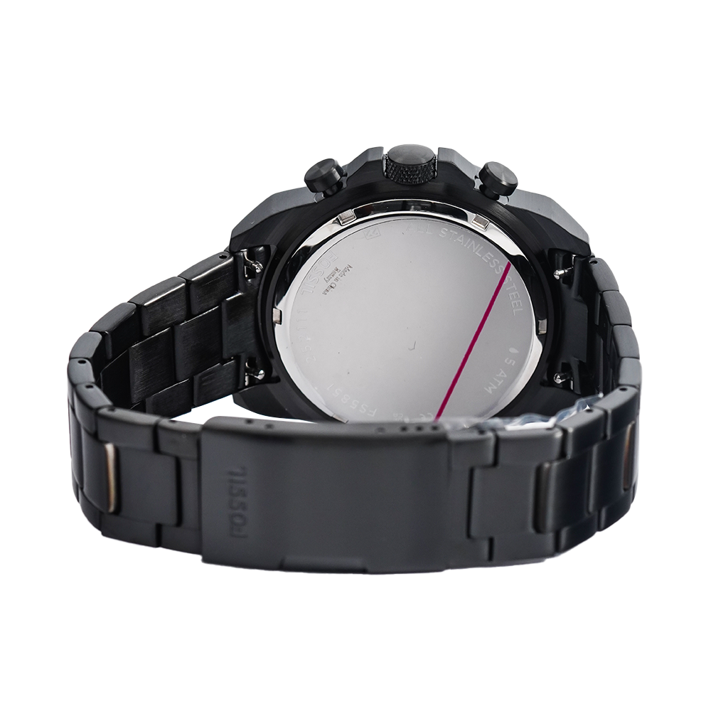 Fossil Bronson Chronograph Black Dial Black Steel Strap Watch for Men - FS5851 Buy Now By Fossil