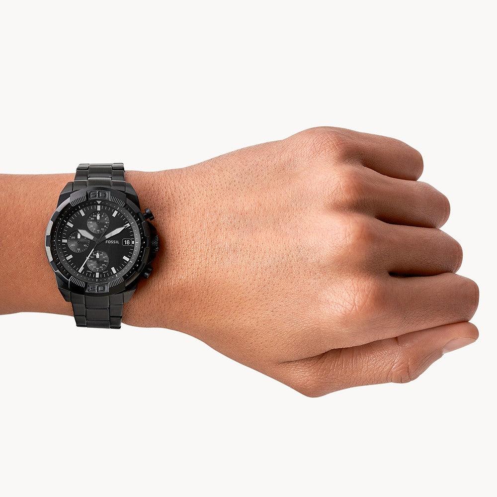 Fossil Bronson Chronograph Black Dial Black Steel Strap Watch for Men - FS5853 Buy Now By Fossil