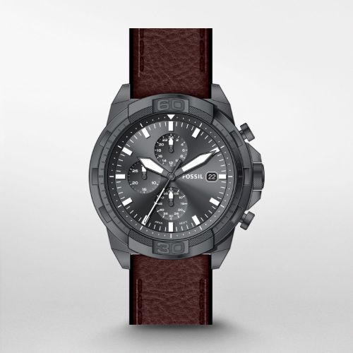 Fossil Bronson Chronograph Grey Dial Brown Leather Strap Watch for Men - FS5855 Buy Now By Fossil