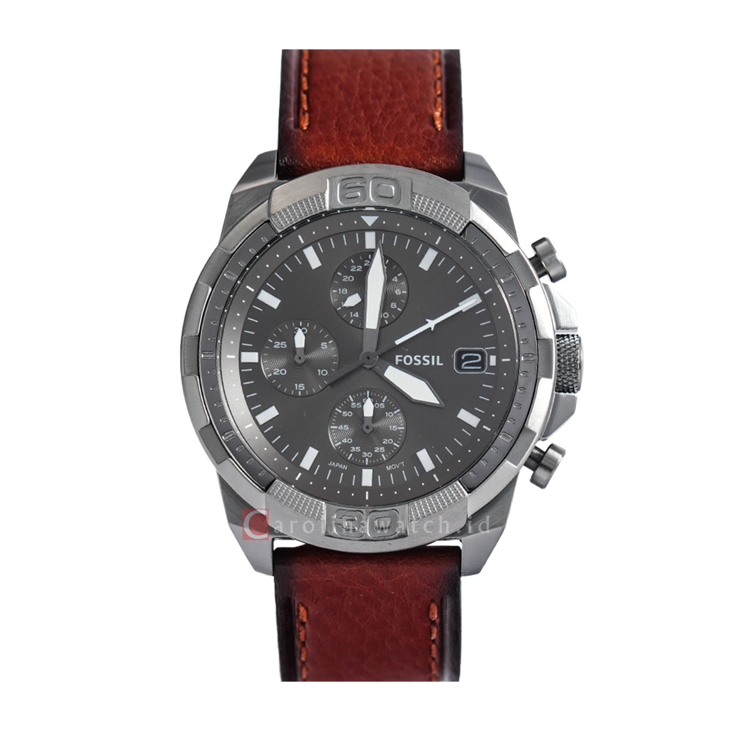 Fossil Bronson Chronograph Grey Dial Brown Leather Strap Watch for Men - FS5855 Buy Now By Fossil