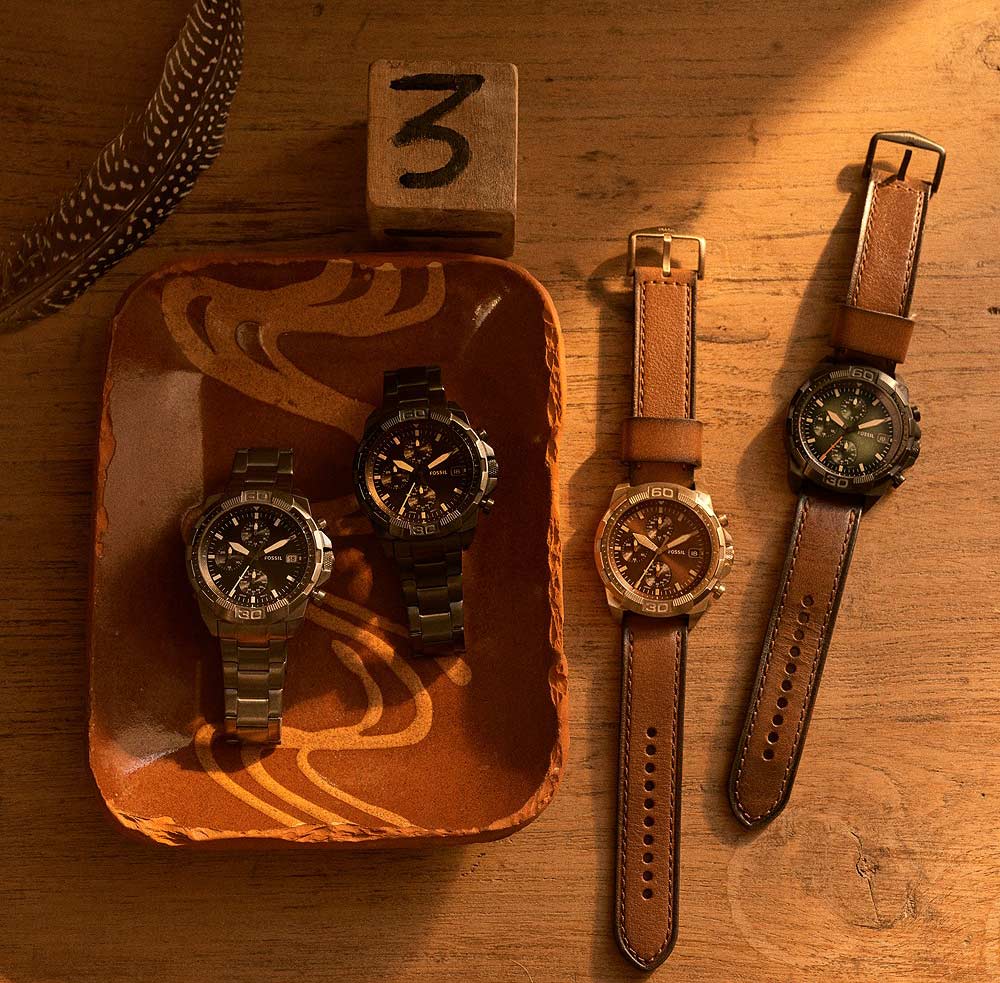 Fossil Bronson Chronograph Black Dial Brown Leather Strap Watch for Men - FS5856 Buy Now By Fossil