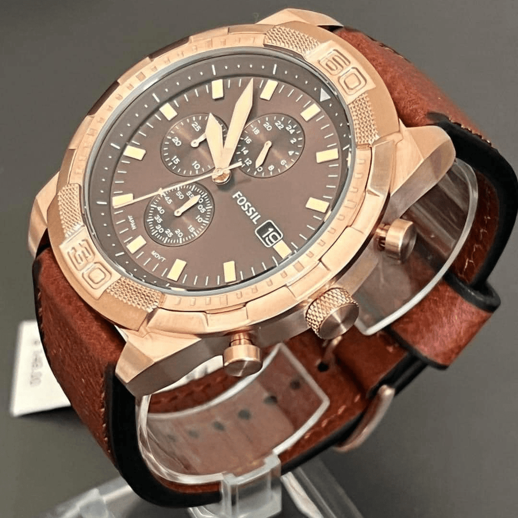 Fossil Bronson Chronograph Brown Dial Brown Leather Strap Watch for Men - FS5857 Buy Now By Fossil