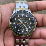 Fossil FB-01 Chronograph Black Dial Silver Steel Strap Watch for Men - FS5864 Buy Now By Fossil
