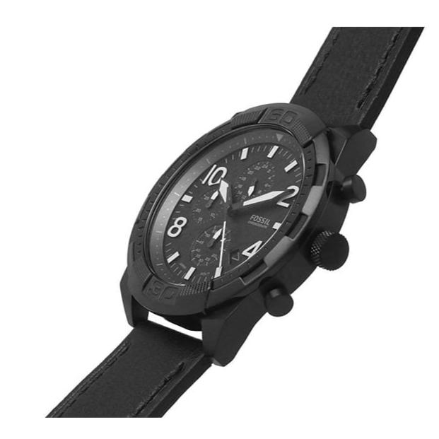 Fossil Bronson Chronograph Black Dial Black Leather Strap Watch for Men - FS5874 Buy Now By Fossil