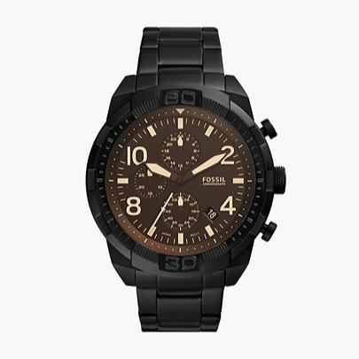 Fossil Bronson Chronograph Black Dial Black Steel Strap Watch for Men - FS5876 Buy Now By Fossil
