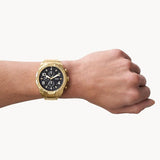 Fossil Bronson Chronograph Black Dial Gold Steel Strap Watch for Men - FS5877 Buy Now By Fossil