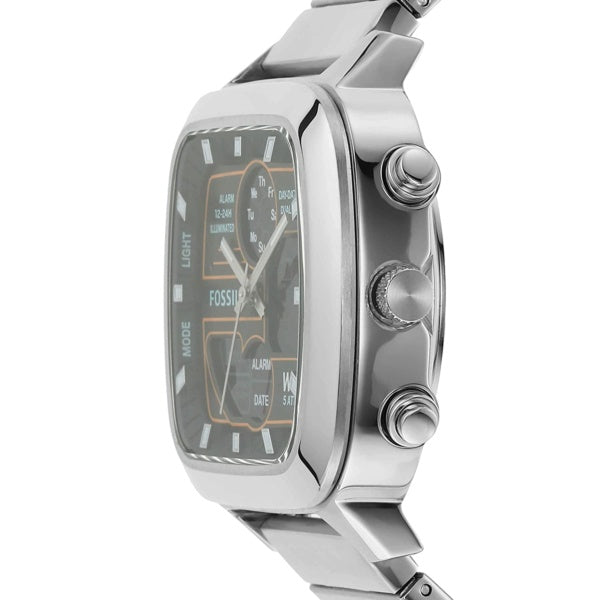 Fossil Retro Analog-Digital Black Dial Silver Steel Strap Watch for Men - FS5890 Buy Now By Fossil