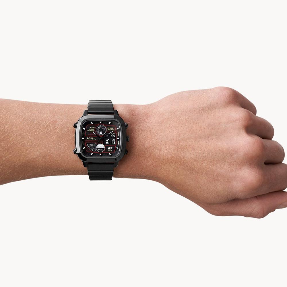 Fossil Retro Analog-Digital Black Dial Black Steel Strap Watch for Men - FS5891 Buy Now By Fossil