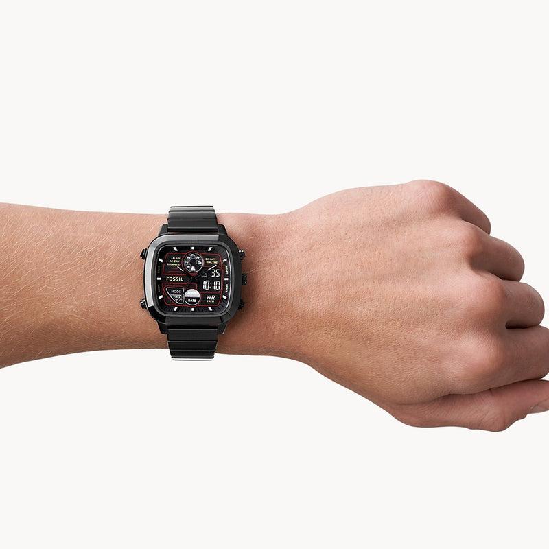 Fossil Retro Analog-Digital Black Dial Grey Steel Strap Watch for Men - FS5892 Buy Now By Fossil