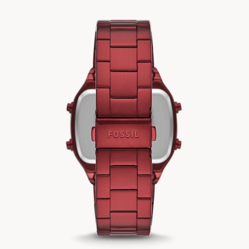 Fossil Retro Analog-Digital Black Dial Red Steel Strap Watch for Men - FS5897 Buy Now By Fossil