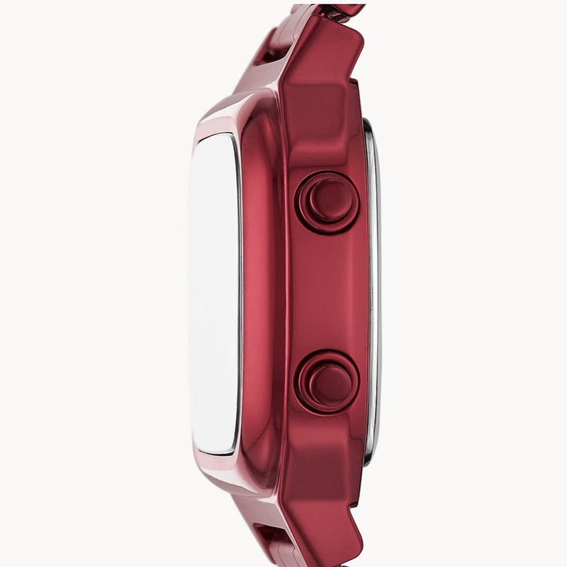 Fossil Retro Analog-Digital Black Dial Red Steel Strap Watch for Men - FS5897 Buy Now By Fossil