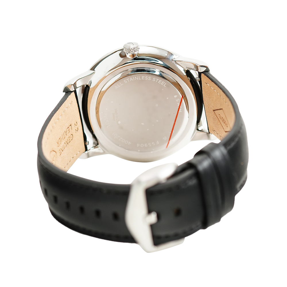 Fossil Neutra Minimalist Moonphase Black Dial Black Leather Strap Watch for Men - FS5904 Buy Now By Fossil