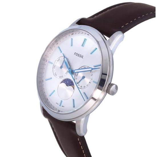 Fossil Neutra Minimalist Moonphase Silver Dial Brown Leather Strap Watch for Men - FS5905 Buy Now By Fossil