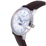 Fossil Neutra Minimalist Moonphase Silver Dial Brown Leather Strap Watch for Men - FS5905 Buy Now By Fossil