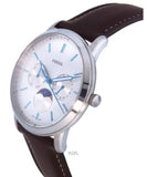 Fossil Neutra Minimalist Moonphase Silver Dial Brown Leather Strap Watch for Men - FS5905 Buy Now By Fossil