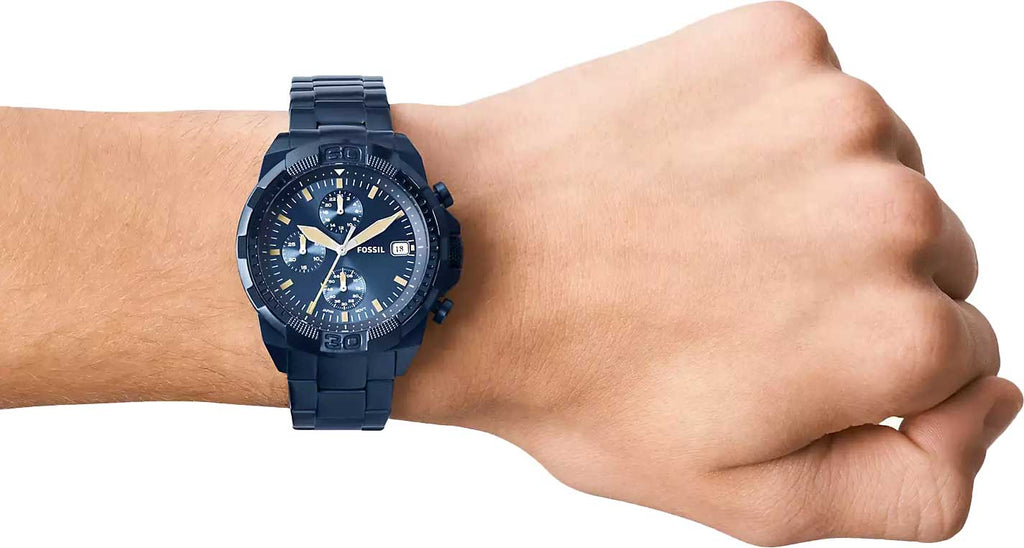 Fossil Bronson Chronograph Blue Dial Blue Steel Strap Watch for Men - FS5916 Buy Now By Fossil