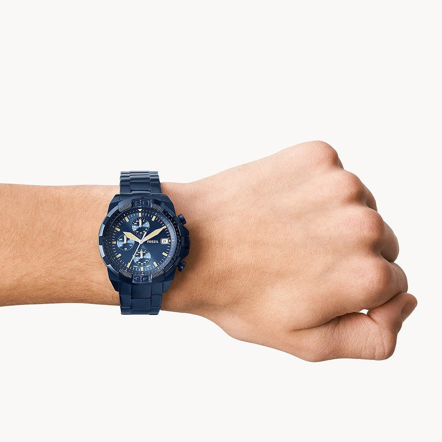 Fossil Bronson Chronograph Blue Dial Blue Steel Strap Watch for Men - FS5916 Buy Now By Fossil