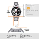 Fossil Sport Tourer Chronograph Black Dial Silver Steel Strap Watch for Men - FS6045 Buy Now By Fossil