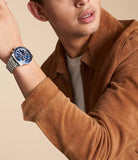 Fossil Sport Tourer Chronograph Blue Dial Silver Steel Strap Watch for Men - FS6047 Buy Now By Fossil