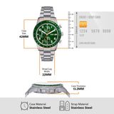 Fossil Sport Tourer Chronograph Green Dial Silver Steel Strap Watch for Men - FS6048 Buy Now By Fossil