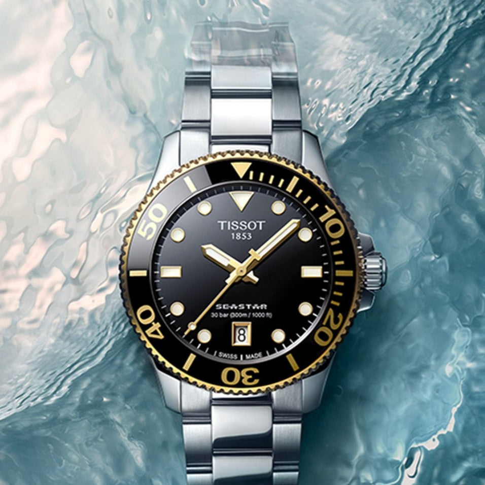 Tissot Seastar 1000 Black Dial Silver Steel Strap Watch For Men - T120.210.21.051.00 Buy Now By Tissot