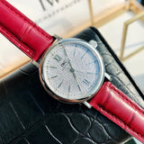 IWC Portofino Automatic Diamonds Silver Dial Red Leather Strap Watch for Women - IW357408 Buy Now By IWC