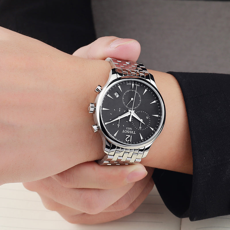 Tissot T Classic Tradition Chronograph Black Dial Silver Steel Strap Watch For Men - T063.617.11.057.00 Buy Now By Tissot