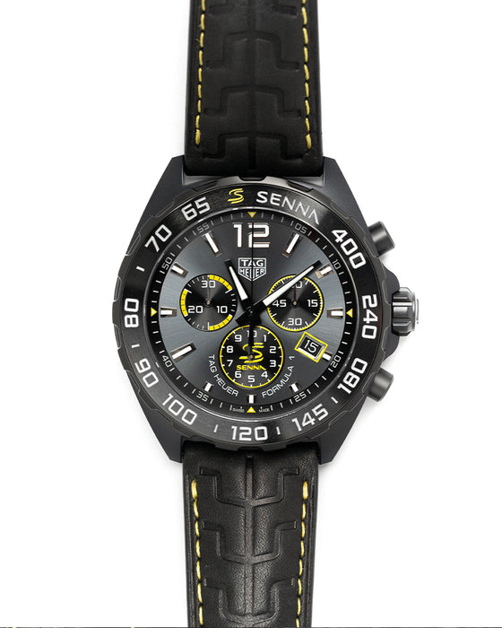 Tag Heuer Formula 1 Chronograph Senna Black Dial Black Leather Strap Watch for Men - CAZ101AJ.FC6487 Buy Now By Tag Heuer
