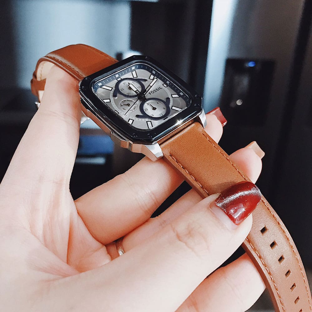 Fossil Inscription Multifunction Silver Dial Brown Leather Strap Watch for Men - BQ2658 Buy Now By Fossil