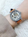 Fossil Boyfriend Automatic Skeleton Silver Dial Brown Leather Strap Watch for Women - ME3109 Buy Now By Fossil