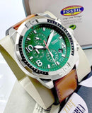 Fossil Bronson Chronograph Green Dial Brown Leather Strap Watch for Men - FS5738 Buy Now By Fossil