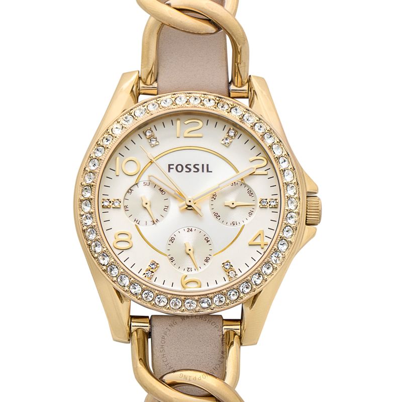 Fossil Riley White Dial Beige Leather Strap Watch for Women - ES3465 Buy Now By Fossil