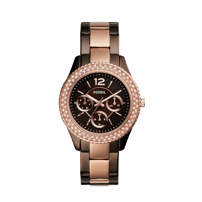 Fossil Stella Multifunction Brown Dial Two Tone Steel Strap Watch for Women - ES4079 Buy Now By Fossil