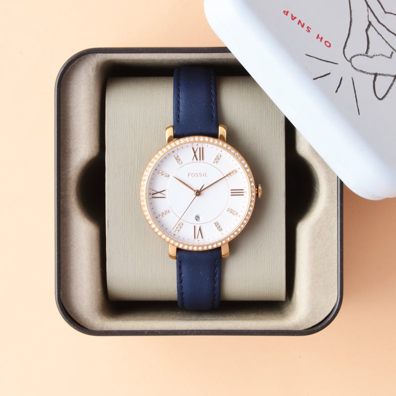 Fossil Jacqueline White Dial Blue Leather Strap Watch for Women - ES4291 Buy Now By Fossil