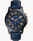 Fossil Grant Chronograph Black Dial Blue Leather Strap Watch for Men - FS5061 Buy Now By Fossil
