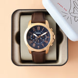 Fossil Grant Chronograph Blue Dial Brown Leather Strap Watch for Men - FS5068 Buy Now By Fossil