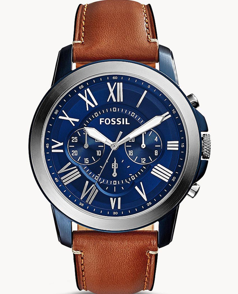 Fossil Grant Chronograph Blue Dial Brown Leather Strap Watch for Men - FS5151 Buy Now By Fossil