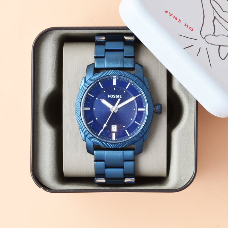 Fossil Machine Blue Dial Blue Steel Strap Watch for Men - FS5231 Buy Now By Fossil