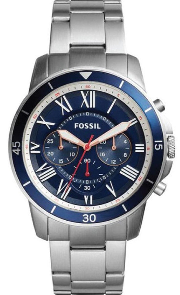 Fossil Grant Sport Chronograph Blue Dial Silver Steel Strap Watch for Men - FS5238 Buy Now By Fossil