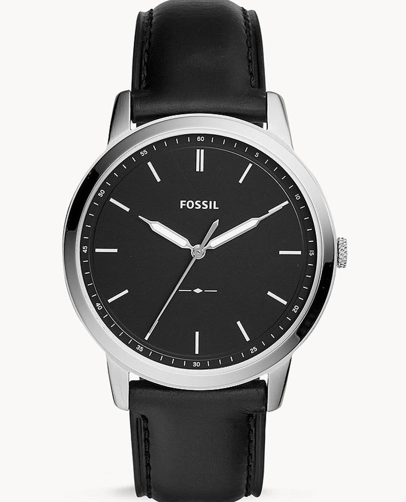 Fossil The Minimalist Three Hand Black Dial Black Leather Strap Watch for Men - FS5398 Buy Now By Fossil