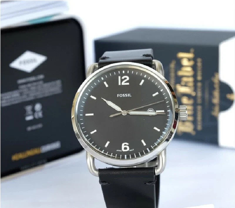 Fossil The Commuter Black Dial Black Leather Strap Watch for Men - FS5406 Buy Now By Fossil