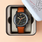 Fossil Goodwin Luggage Chronograph Black Dial Brown Leather Strap Watch for Men - FS5501 Buy Now By Fossil