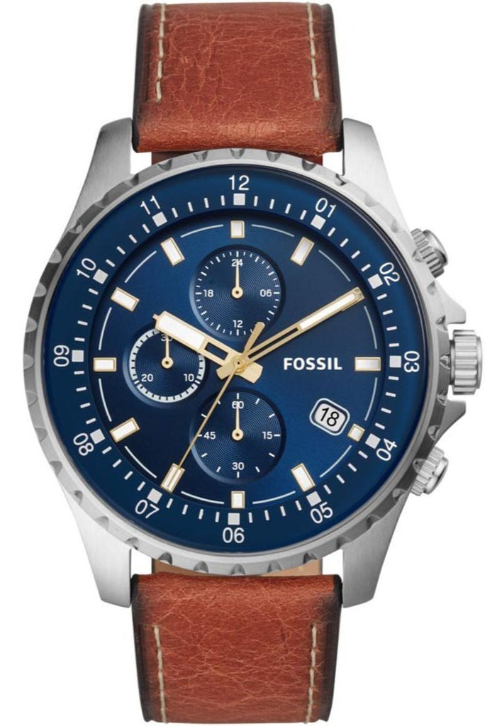 Fossil Dillinger Luggage Chronograph Blue Dial Brown Leather Strap Watch for Men - FS5675 Buy Now By Fossil