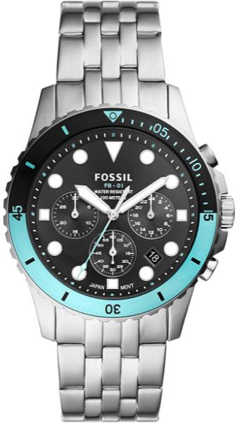 Fossil FB-01 Chronograph Black Dial Silver Steel Strap Watch for Men - FS5827 Buy Now By Fossil