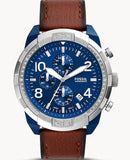 Fossil Bronson Chronograph Luggage Blue Dial Brown Leather Strap Watch for Men - FS5829 Buy Now By Fossil
