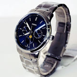 Fossil Neutra Minimalist Moonphase Blue Dial Silver Steel Strap Watch for Men - FS5907 Buy Now By Fossil