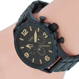 Fossil Nate Chrongraph Ion Plated Black Dial Black Steel Strap Watch for Men - JR1356 Buy Now By Fossil