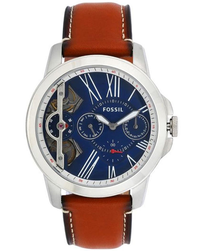Fossil Grant Twist Multifunction Blue Dial Brown Leather Strap Watch for Men - ME1161 Buy Now By Fossil