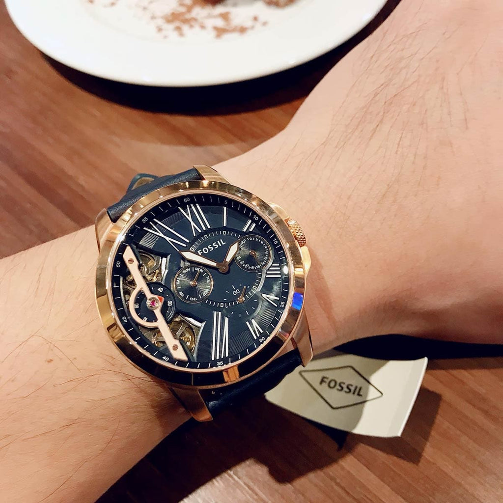 Fossil Grant Twist Multifunction Blue Dial Blue Leather Strap Watch for Men - ME1162 Buy Now By Fossil