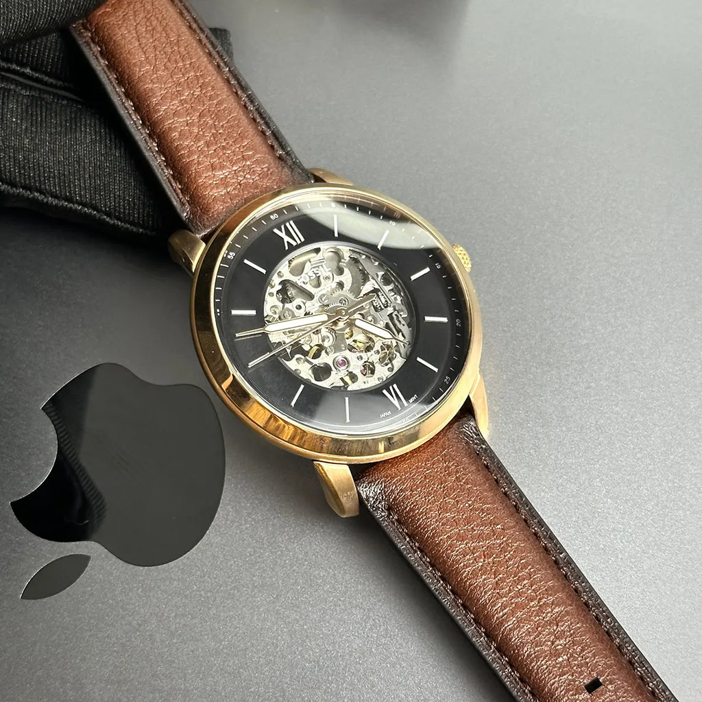 Fossil Neutra Automatic Skeleton Black Dial Brown Leather Strap Watch for Men - ME3195 Buy Now By Fossil